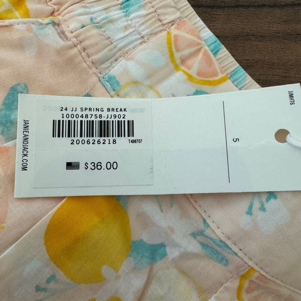 NWT Janie and Jack Little Girls Shorts Size 5 Citrus Lemon Cotton Summer Spring - Picture 6 of 7